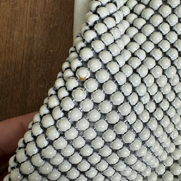 Whiting & Davis Company Vintage Alumesh White Metal Mesh Purse Clutch - Picture 3 of 11